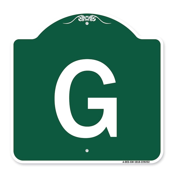 Designer Series Sign-Sign W/ Letter G, Green & White Aluminum Sign, 18" x 18", GW-1818-22952